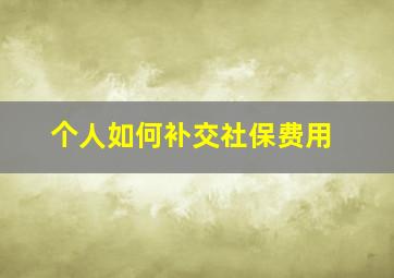 个人如何补交社保费用