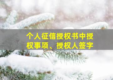 个人征信授权书中授权事项、授权人签字