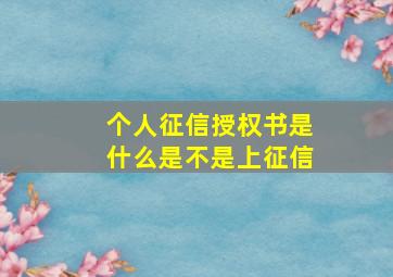 个人征信授权书是什么是不是上征信