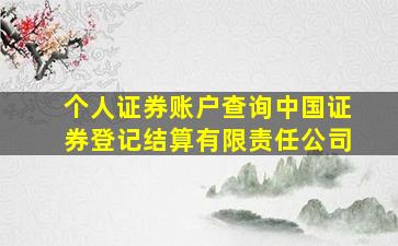 个人证券账户查询中国证券登记结算有限责任公司