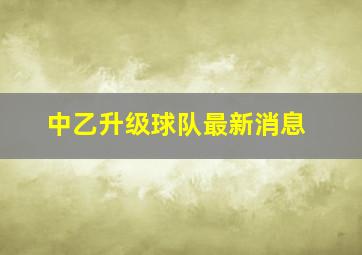 中乙升级球队最新消息