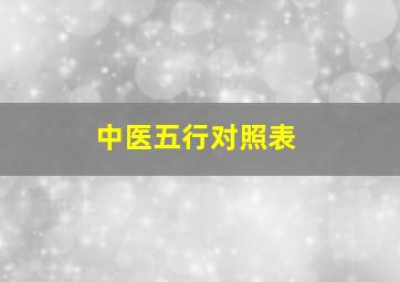 中医五行对照表