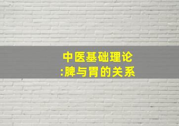 中医基础理论:脾与胃的关系