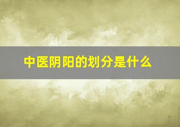 中医阴阳的划分是什么