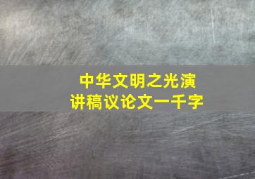 中华文明之光演讲稿议论文一千字