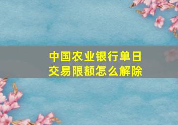 中国农业银行单日交易限额怎么解除