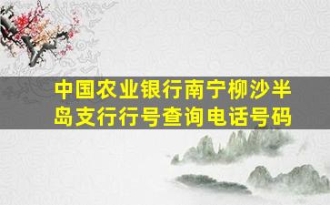 中国农业银行南宁柳沙半岛支行行号查询电话号码