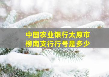 中国农业银行太原市柳南支行行号是多少