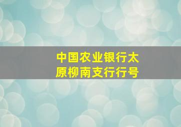 中国农业银行太原柳南支行行号