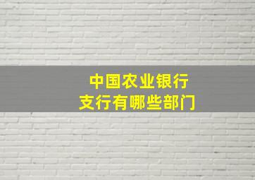 中国农业银行支行有哪些部门