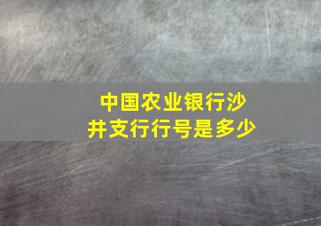 中国农业银行沙井支行行号是多少