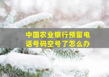 中国农业银行预留电话号码空号了怎么办