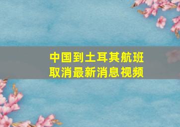 中国到土耳其航班取消最新消息视频