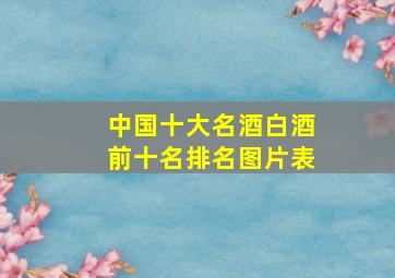 中国十大名酒白酒前十名排名图片表