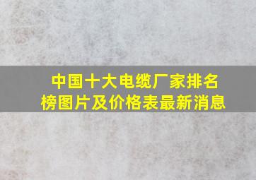 中国十大电缆厂家排名榜图片及价格表最新消息