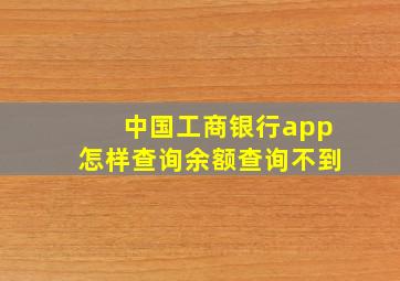 中国工商银行app怎样查询余额查询不到