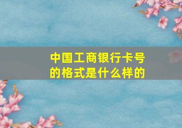 中国工商银行卡号的格式是什么样的