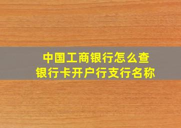 中国工商银行怎么查银行卡开户行支行名称