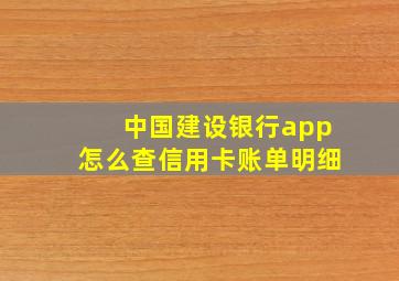 中国建设银行app怎么查信用卡账单明细