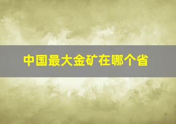 中国最大金矿在哪个省