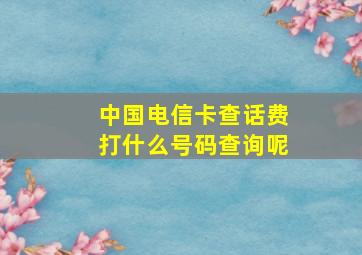 中国电信卡查话费打什么号码查询呢