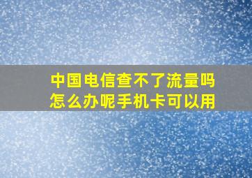 中国电信查不了流量吗怎么办呢手机卡可以用