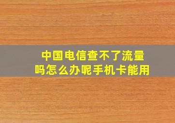 中国电信查不了流量吗怎么办呢手机卡能用