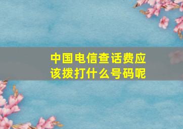 中国电信查话费应该拨打什么号码呢