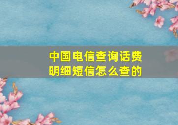 中国电信查询话费明细短信怎么查的