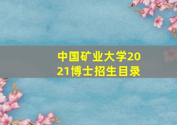 中国矿业大学2021博士招生目录