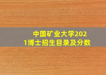 中国矿业大学2021博士招生目录及分数