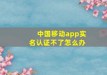 中国移动app实名认证不了怎么办