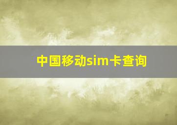 中国移动sim卡查询