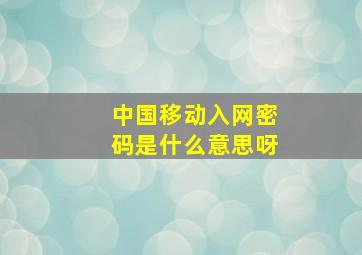 中国移动入网密码是什么意思呀