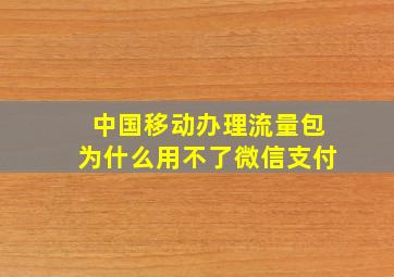 中国移动办理流量包为什么用不了微信支付