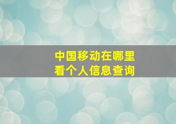 中国移动在哪里看个人信息查询