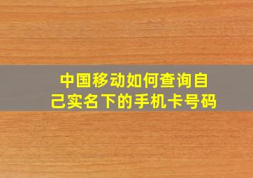 中国移动如何查询自己实名下的手机卡号码