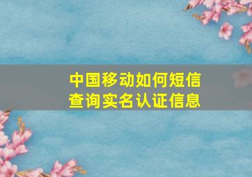 中国移动如何短信查询实名认证信息