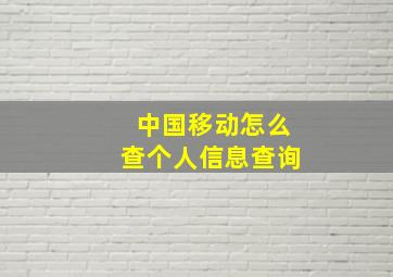 中国移动怎么查个人信息查询