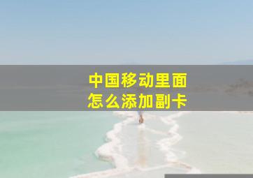 中国移动里面怎么添加副卡