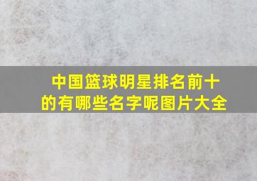 中国篮球明星排名前十的有哪些名字呢图片大全