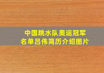 中国跳水队奥运冠军名单吕伟简历介绍图片