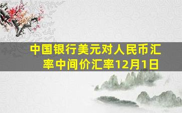 中国银行美元对人民币汇率中间价汇率12月1日