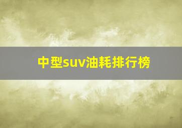 中型suv油耗排行榜