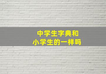 中学生字典和小学生的一样吗