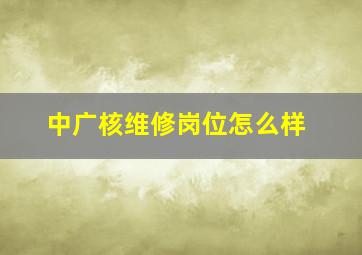 中广核维修岗位怎么样