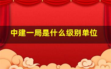 中建一局是什么级别单位