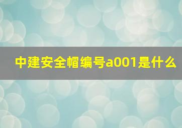 中建安全帽编号a001是什么