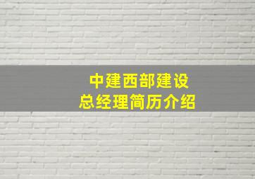 中建西部建设总经理简历介绍