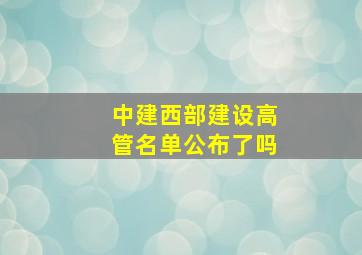 中建西部建设高管名单公布了吗